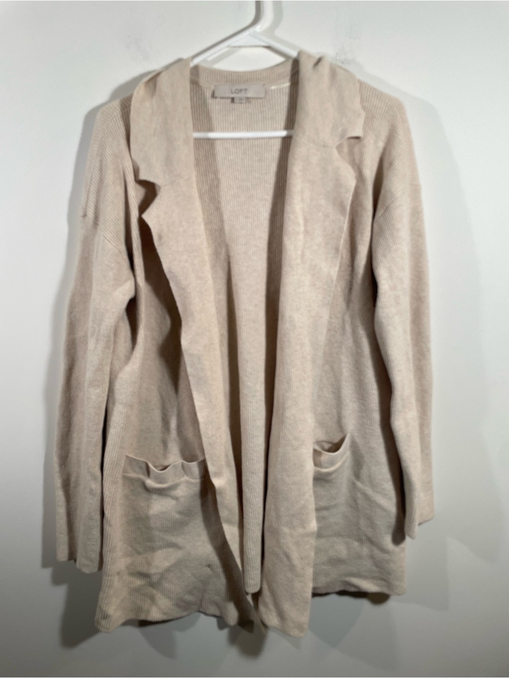 Loft cream open long cardigan S